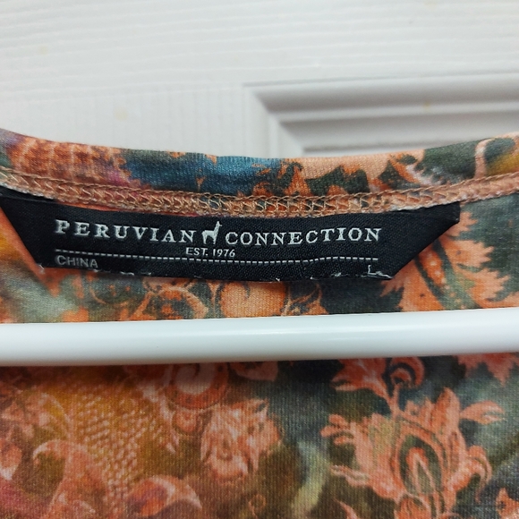 PERUVIAN CONNECTION Solange Midi Dress Floral Sleeveless Sz L - Picture 3 of 7